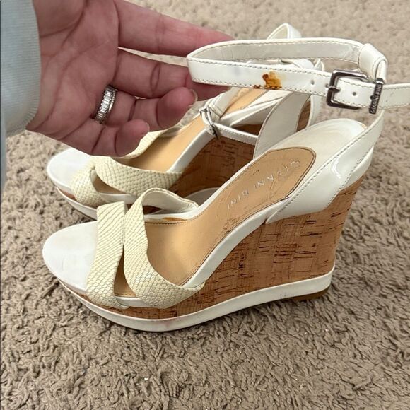 Calvin Klein Cream Wedge Sandals - Picture 3 of 6